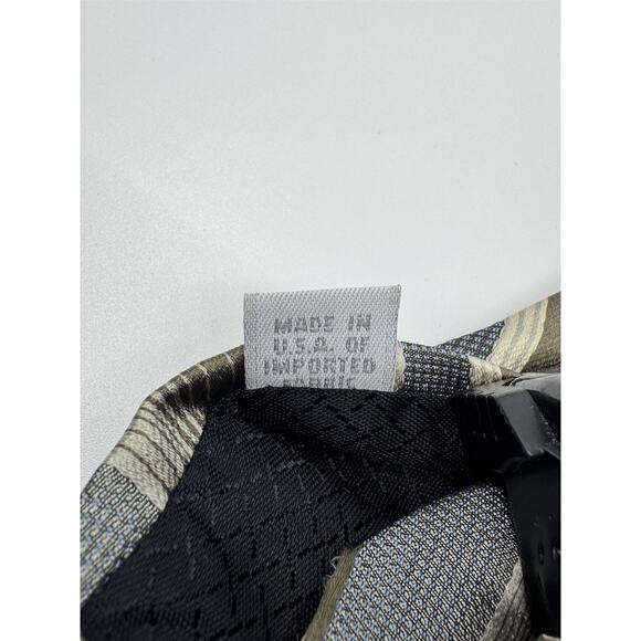 Campia Moda Mens 100% All Silk Neck Tie Made in USA Striped Brown/Beige/Gray - Picture 3 of 6